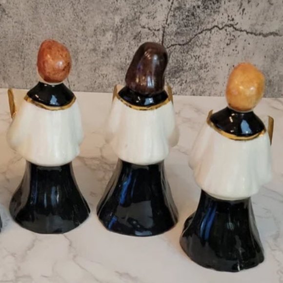Set of 3 vintage choir children figurines boys & girls gold accents - Picture 3 of 5